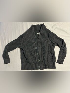 Cherokee toddlers Dark Gray Cable Knit Button-Up Cardigan- size xs